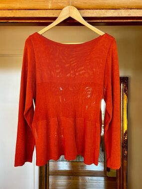 Bally somewhat sheer burnt orange boatneck sweater size 46 European or approx M